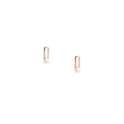 Linear Pearl Earring Rose Gold
