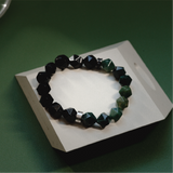 HALF｜水草瑪瑙Ｘ黑曜石切角手鍊 10mm