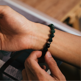 HALF｜水草瑪瑙Ｘ黑曜石切角手鍊 10mm