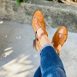 阿爸的涼鞋 魚骨編織平底涼鞋