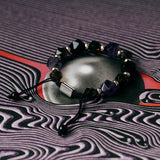 Black Lily｜紫水晶。黑曜石。茶水晶｜編織手鍊