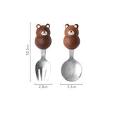 日本圓鼓鼓動物兒童叉匙套組 共四款