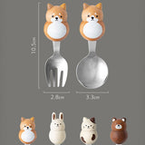 日本圓鼓鼓動物兒童叉匙套組 共四款