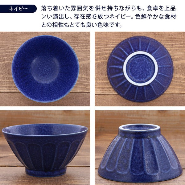 日本美濃燒刀脊紋花形飯碗 共三色