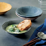 日本美濃燒復古純色花邊碗 (中碗/橢圓大碗) 共四色