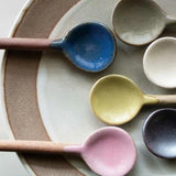 日本美濃燒彩色陶湯匙 共六色