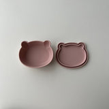 日本 kawaii&born 兒童熊熊帶蓋吸盤碗 共五色