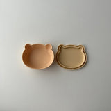 日本 kawaii&born 兒童熊熊帶蓋吸盤碗 共五色