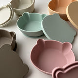 日本 kawaii&born 兒童熊熊帶蓋吸盤碗 共五色