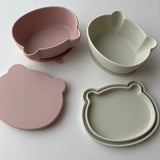 日本 kawaii&born 兒童熊熊帶蓋吸盤碗 共五色