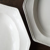 日本益子燒吉澤窯白色八角寬邊長盤