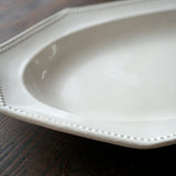 日本益子燒吉澤窯白色八角寬邊長盤