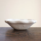 日本益子燒吉澤窯白正方花邊小碗