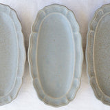 日本益子燒吉澤窯深米灰色花邊長橢圓盤