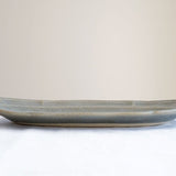 日本益子燒吉澤窯深米灰色花邊長橢圓盤