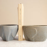 日本益子燒吉澤窯米灰色大象碗 小