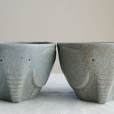 日本益子燒吉澤窯米灰色大象碗 小