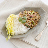 日本益子燒吉澤窯米灰色八角長碗