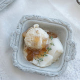 日本益子燒吉澤窯霜灰色銀器紋方碗