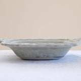 日本益子燒吉澤窯霜灰色銀器紋方碗