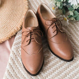 【塞納河光】法式綁帶手工木跟牛津鞋（2色）