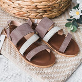 【曲線譜】雙色羊皮涼拖鞋（2色）