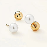 Minimalism - Galet 鋼球珍珠耳環 (2色)