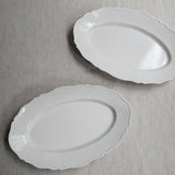 ヨシノヒトシ 白瓷花邊橢圓盤