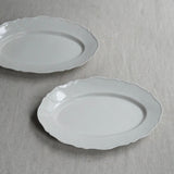 ヨシノヒトシ 白瓷花邊橢圓盤