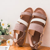 【曲線譜】雙色羊皮涼拖鞋（2色）