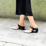 復古小時代 尖頭粗跟穆勒鞋