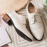 【塞納河光】法式綁帶手工木跟牛津鞋（2色）