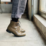 東倫敦德比靴 水蠟牛皮繫帶短靴