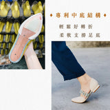 香草夾心冰淇淋 尖頭簍空繫帶平底鞋