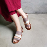 【曲線譜】雙色羊皮涼拖鞋（2色）