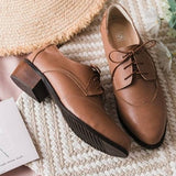 【塞納河光】法式綁帶手工木跟牛津鞋（2色）