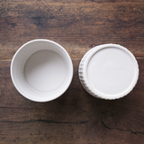 日本益子燒吉澤窯白色花柄蓋茶碗蒸