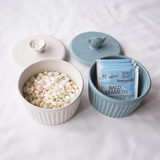 日本益子燒吉澤窯白色花柄蓋茶碗蒸