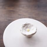 日本益子燒吉澤窯白色花柄蓋茶碗蒸