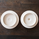 日本益子燒吉澤窯白色花柄蓋茶碗蒸