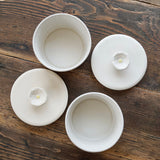 日本益子燒吉澤窯白色花柄蓋茶碗蒸