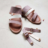 【曲線譜】雙色羊皮涼拖鞋（2色）