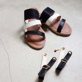 【曲線譜】雙色羊皮涼拖鞋（2色）