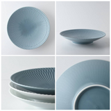 日本美濃燒小田陶器波紋深盤共三色