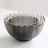 花金邊皺摺玻璃碗 (S-M)