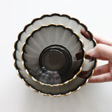 花金邊皺摺玻璃碗 (S-M)