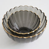 花金邊皺摺玻璃碗 (S-M)