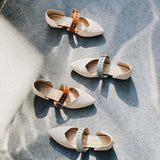 香草夾心冰淇淋 尖頭簍空繫帶平底鞋