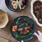 日本小野里奈x深山x小田陶器 四瓣花黑淺碗