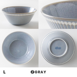 日本美濃燒 Albee 直線刻紋輕量圓碗 (S-L)